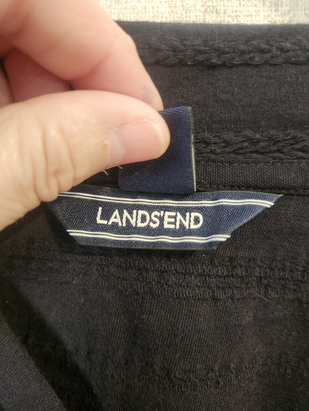 Lands' End Black Textured 100% Cotton V-Neck Tunic Top Plus Size 2X (20W-22W) Co - Picture 4 of 6